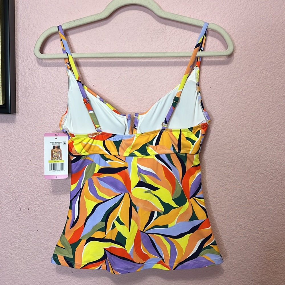 Anne Cole Ladies Tankini Swim Top Multi Trop w/ Black. Size S - Picture 8 of 10